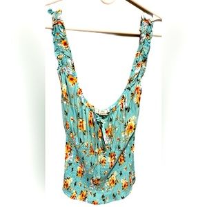 Blue floral crop top